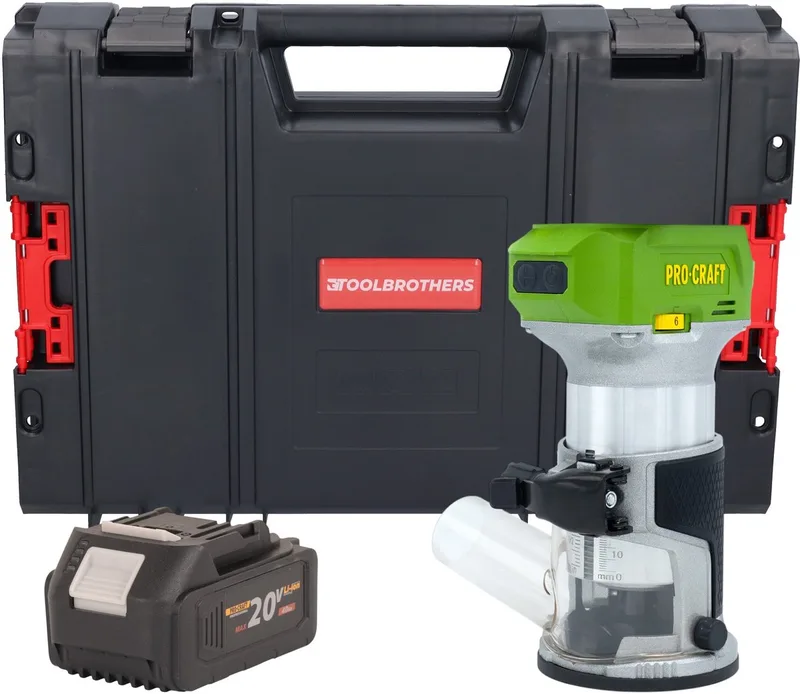 POB24bb accu multifunctionele frees 20 V 6 / 8 mm borstelloos + 1x accu 4,0 Ah + RHINO gereedschapskoffer - zonder oplader von Procraft – Produktbild