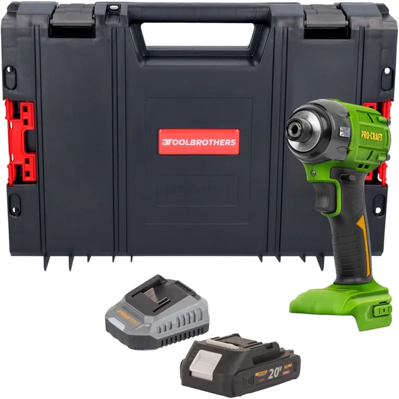 PS22bb accu-slagmoersleutel 20 V 230 Nm 1/2" borstelloos + 1x accu 2,0 Ah + oplader + RHINO-gereedschapskoffer von Procraft – Produktbild