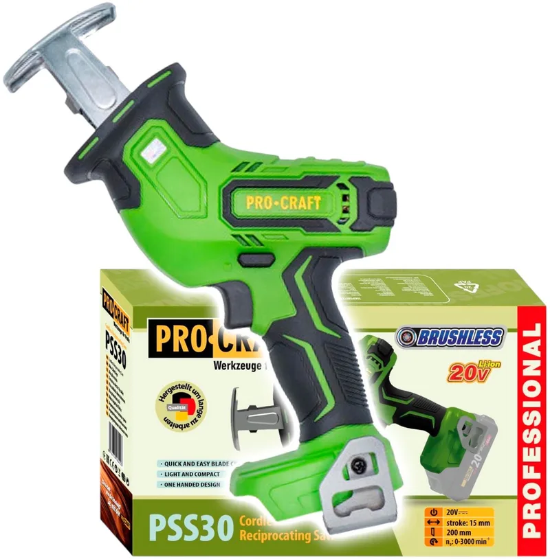 PSS30bb accu-reciprozaag 20 V borstelloos solo - zonder accu, zonder oplader van Procraft – productafbeelding