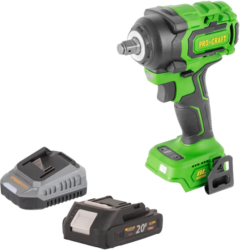 PWA18bb accu-slagmoersleutel 20 V 550 Nm 1/2" borstelloos + 1x accu 2,0 Ah + oplader van Procraft – productafbeelding