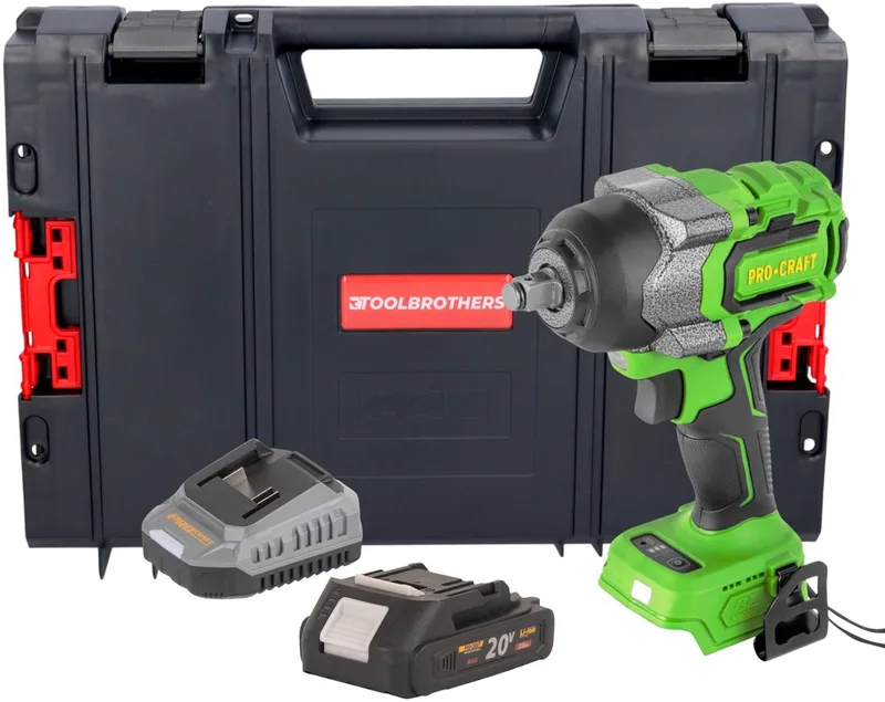 PWA36bb accu-slagmoersleutel 20 V 850 Nm 1/2" borstelloos + 1x accu 2,0 Ah + oplader + RHINO-gereedschapskoffer de Procraft – image du produit