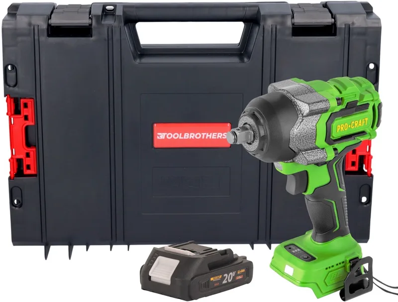 PWA36bb accu-slagmoersleutel 20 V 850 Nm 1/2" borstelloos + 1x accu 2,0 Ah + RHINO-gereedschapskoffer - zonder oplader fra Procraft – produktbillede