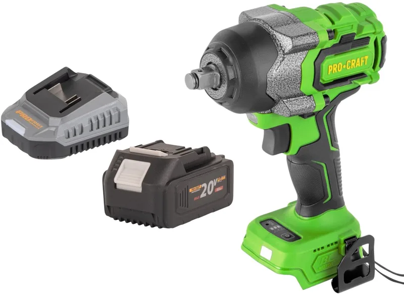 PWA36bb accu-slagmoersleutel 20 V 850 Nm 1/2" borstelloos + 1x accu 4,0 Ah + oplader by Procraft – product image