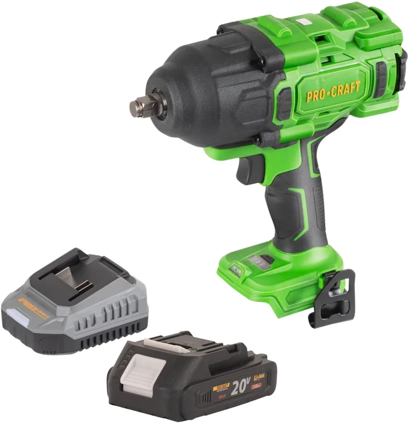 PWA80bb accu-slagmoersleutel 20 V 1600 Nm 1/2" borstelloos + 1x accu 2,0 Ah + oplader fra Procraft – produktbillede