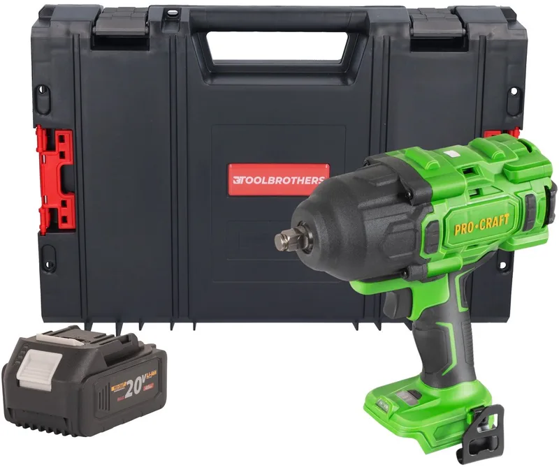 PWA80bb accu-slagmoersleutel 20 V 1600 Nm 1/2" borstelloos + 1x accu 4,0 Ah + RHINO-gereedschapskoffer - zonder oplader by Procraft – product image