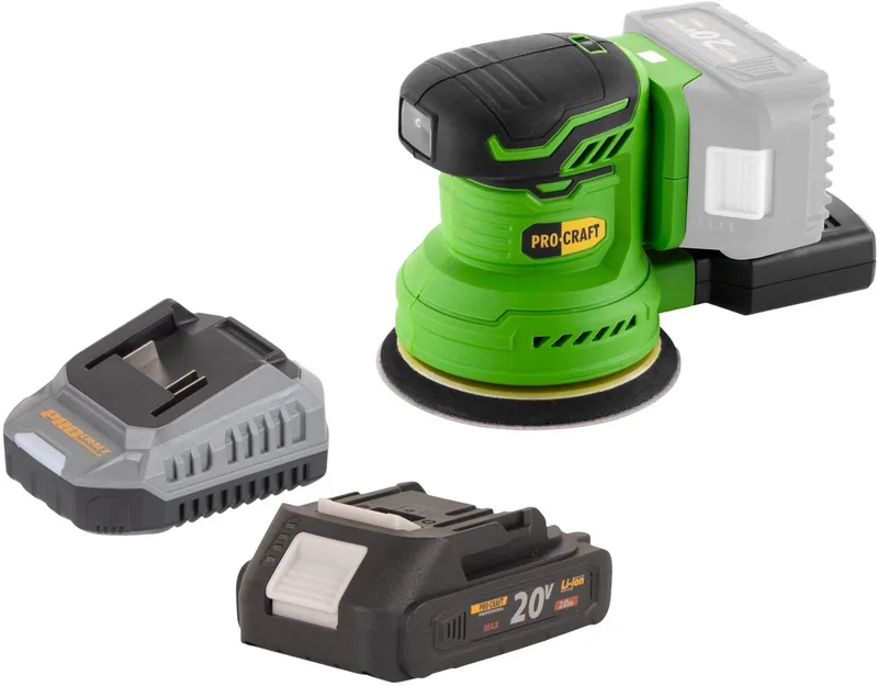 PX20BLbb accu excentrische schuurmachine 20 V 125 mm borstelloos + 1x accu 2,0 Ah + oplader de Procraft – image du produit