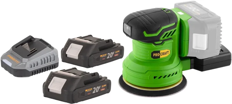 PX20BLbb accu excentrische schuurmachine 20 V 125 mm borstelloos + 2x accu 2,0 Ah + oplader de Procraft – image du produit