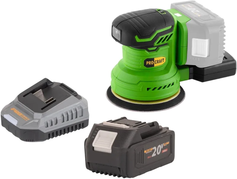 PX20BLbb accu excentrische schuurmachine 20 V 125 mm borstelloos + 1x accu 4,0 Ah + oplader fra Procraft – produktbillede