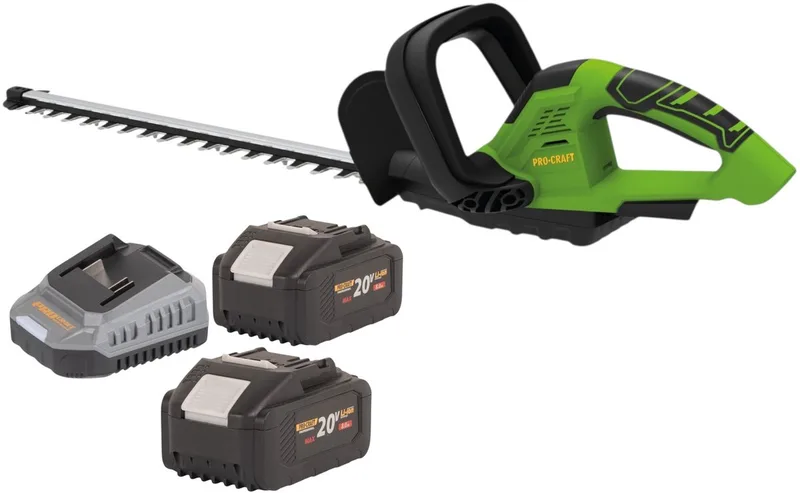 PZA24bb accu-heggenschaar 20 V 510 mm borstelloos + 2x accu 8,0 Ah + oplader van Procraft – productafbeelding