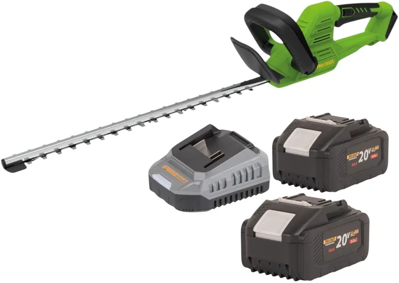 PZA26bb accu-heggenschaar 20 V 550 mm borstelloos + 2x accu 8,0 Ah + oplader van Procraft – productafbeelding