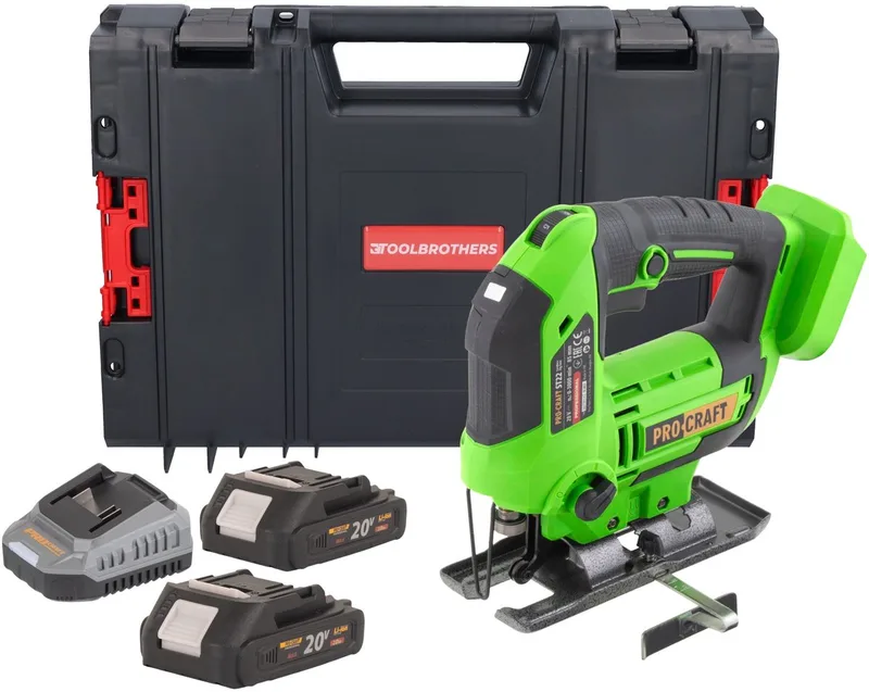 ST22 accu-decoupeerzaag 20 V 80 mm borstelloos + 2x accu 2,0 Ah + oplader + RHINO Toolcase von Procraft – Produktbild
