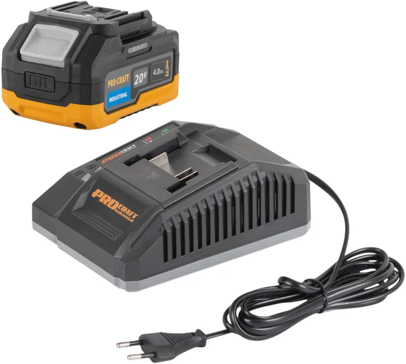 Starter Pack C20/6.5 snellader 20 V 6,5 A + 1x 20/4 accu 4,0 Ah fra Procraft – produktbillede