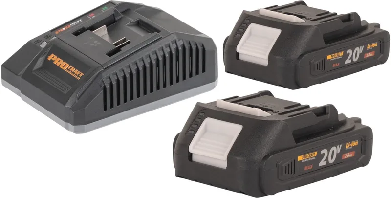 Starter Pack C20/6.5 Snellader 20 V 6,5 A + 2x 20/2A accu 2,0 Ah by Procraft – product image