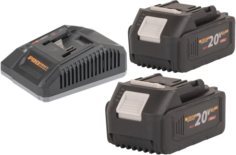 Starter Pack C20/6.5 snellader 20 V 6,5 A + 2x 20/4 accu 4,0 Ah fra Procraft – produktbillede
