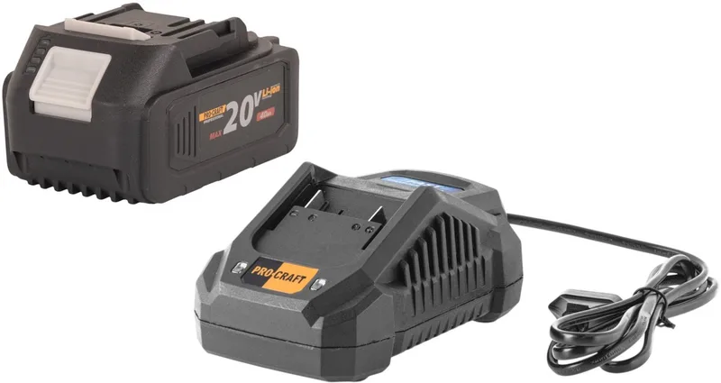 Starterset 20 V 20/4A snellader + 1x 20/4 accu 4,0 Ah van Procraft – productafbeelding