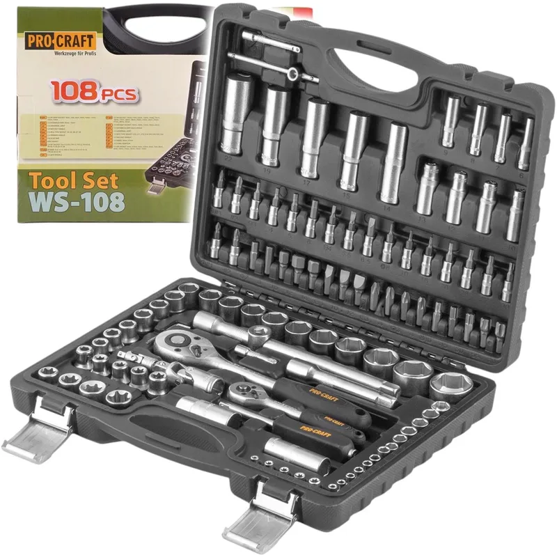 WS-108 steeksleutelset 108-delig 1/4" van Procraft – productafbeelding