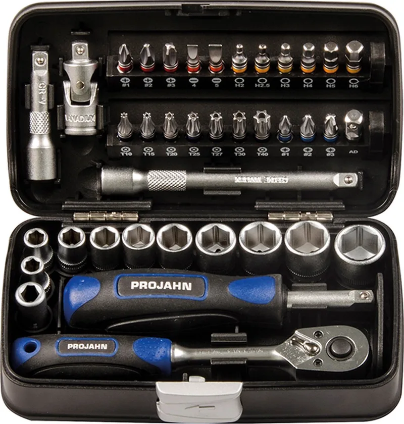 1/4" mini dopsleutel & bitbox set / 38 st. ''PROJAHN'' de PROJAHN, Bleu – image du produit