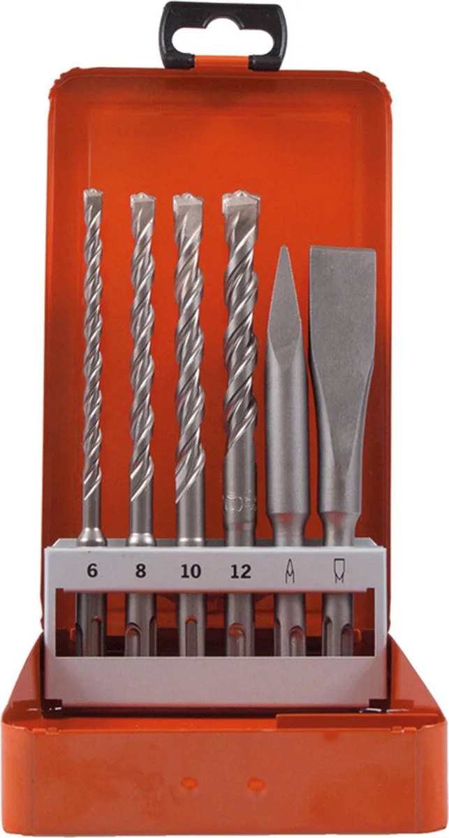 Hamerboor & beitel set SDS PLUS (6, 8, 10, 12 mm - 160mm, beitel punt, plat) ''Projahn'' by PROJAHN – product image