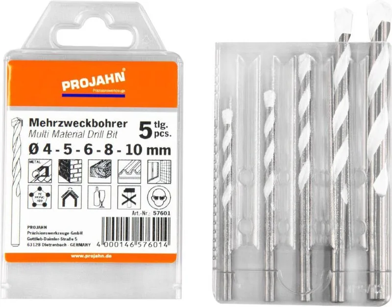 Multifunctionele borenset met hardmetalen punt , 4-dlg. 4,5, 6, 8, 10mm van PROJAHN – productafbeelding