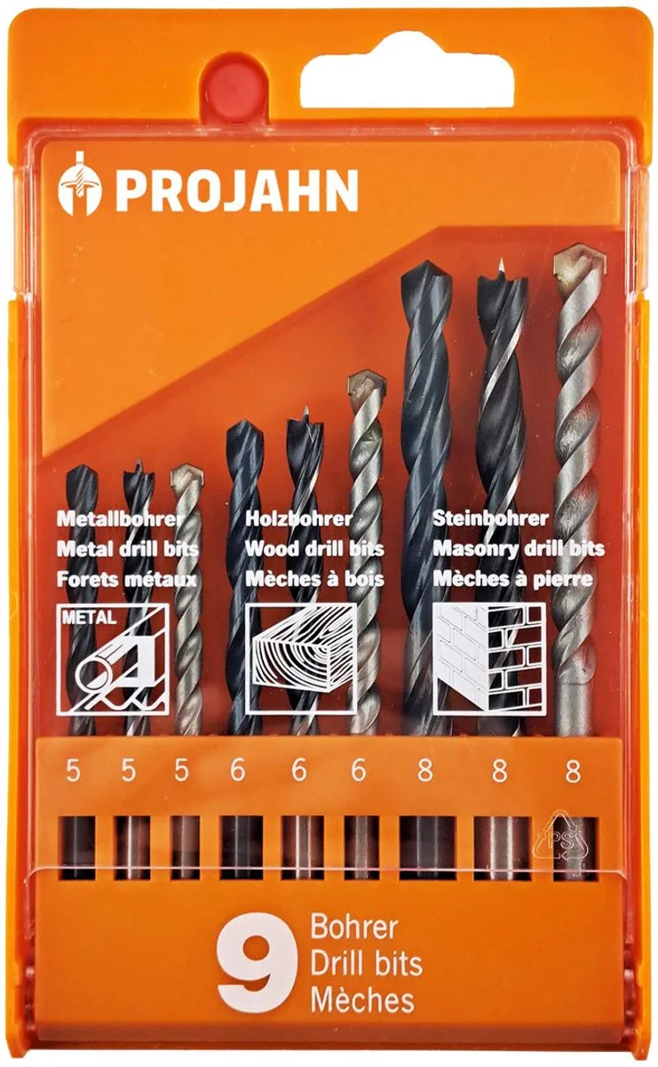 Universele Boorset in Kunststofkassette – 9-delig (5–8 mm) voor Staal, Steen & Hout de PROJAHN – image du produit