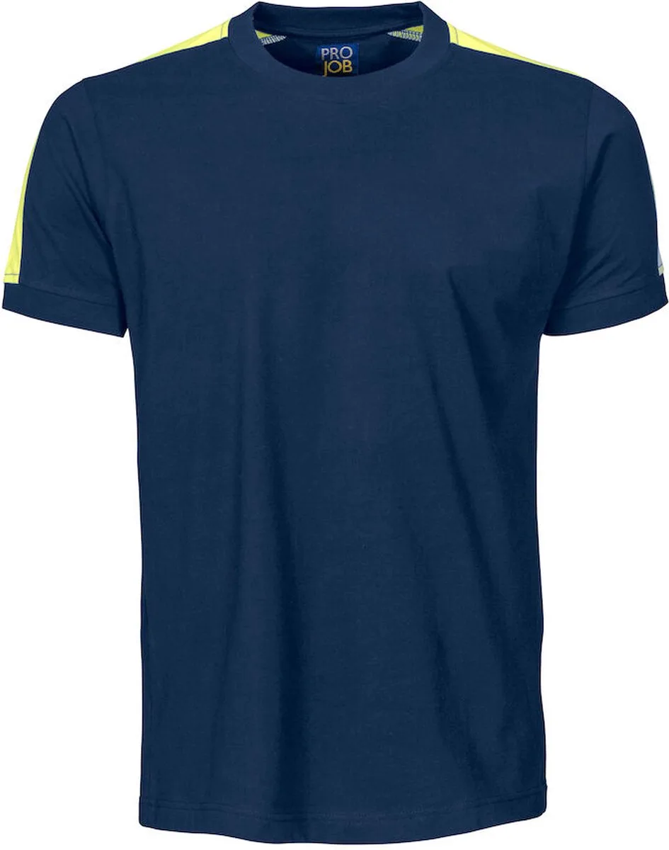 ProJob 2019 T-SHIRT MET FLUO INZETSTUKKEN 642019 - marine / hv geel de Projob, Marine, Hv geel, M – image du produit