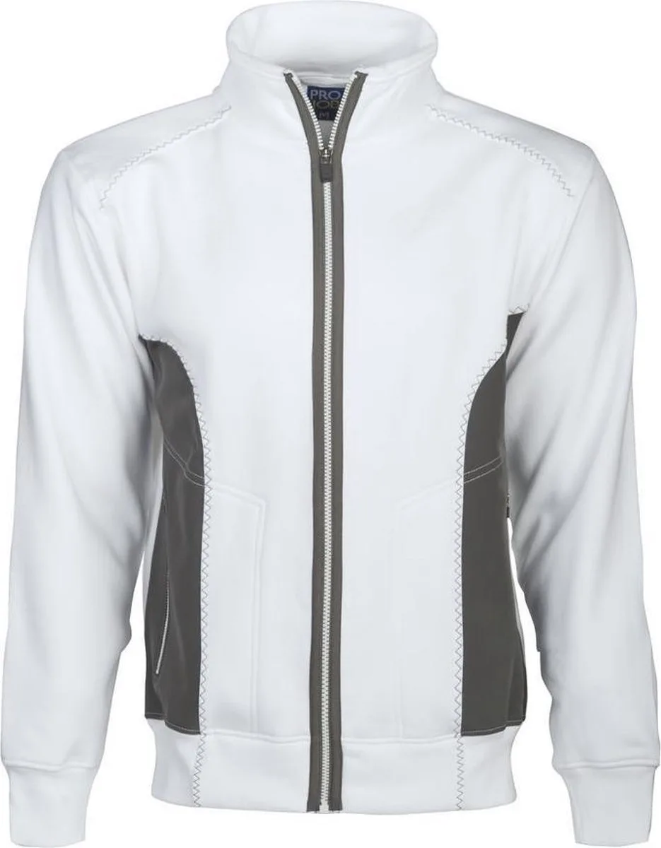 ProJob 2121 SWEATER LANGE RITS 642121 - Wit van Projob, Wit, L – productafbeelding