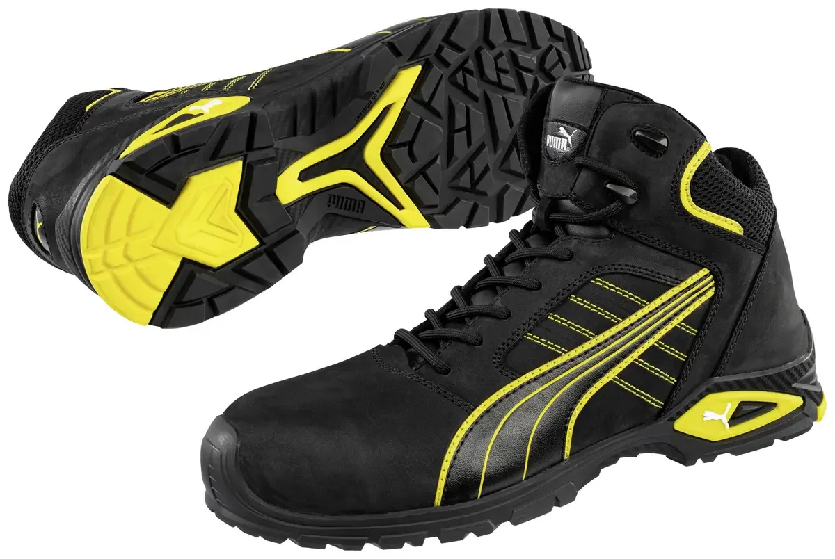 Amsterdam Mid 632240-47 Hoge veiligheidsschoenen S3 Schoenmaat (EU): 47 Zwart, Geel 1 stuk(s) von Puma Safety, Schwarz, Gelb – Produktbild