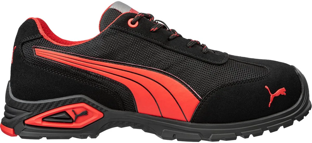 Madrid Low S1PL 642740 - Zwart/Rood van Puma Safety, Zwart, Rood, 46 – productafbeelding