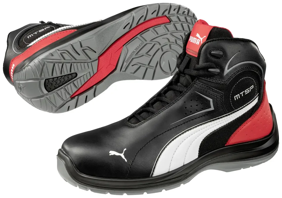 Touring Black Mid 632610200000039 Hoge veiligheidsschoenen ESD S3 Schoenmaat (EU): 39 Zwart, Wit, Rood 1 paar von Puma Safety, Schwarz, Weiß, Rot – Produktbild