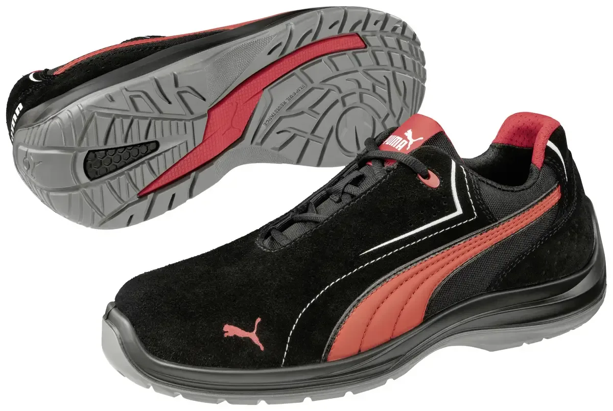 Touring Black Suede Low 643440200000036 Lage veiligheidsschoenen ESD S3 Schoenmaat (EU): 36 Zwart, Rood 1 paar fra Puma Safety, Sort, Rød – produktbillede