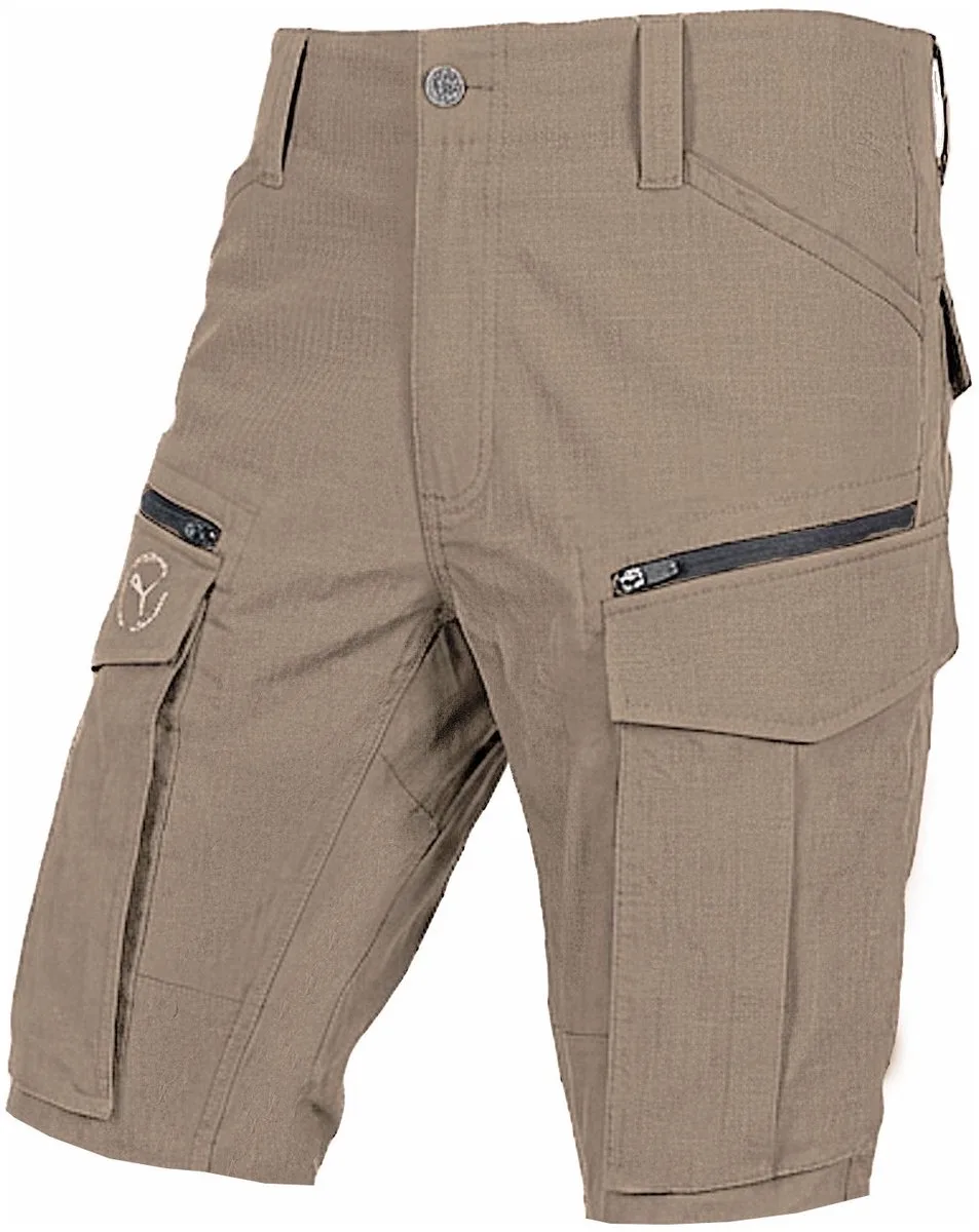Workwear cargoshorts, korte werkbroek voor heren - Stevige shorts met stretch en ripstop-stof - Elastische tailleband - Verhoogd achterpand - Hamerlus - Mobiele telefoonzak - W30 van Puma Safety, Desert Brown – productafbeelding