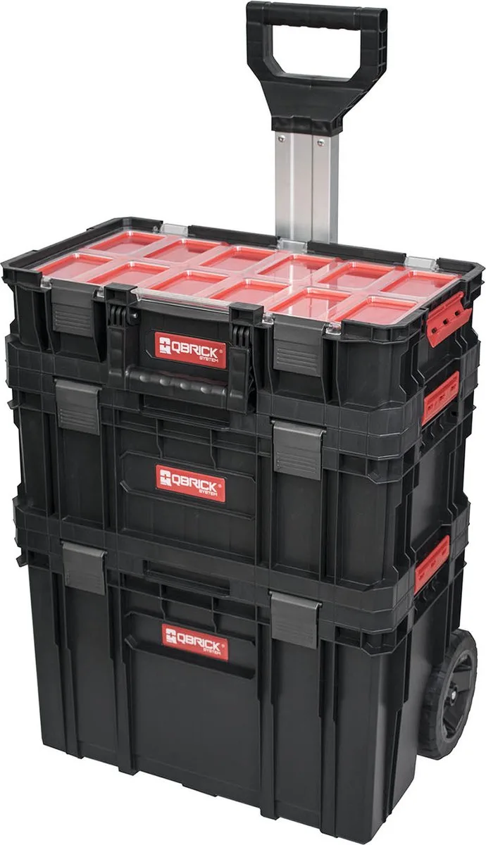 Gereedschapswagen System TWO Plus - set inclusief gereedschapskoffer en organizer de Qbrick System, Noir – image du produit