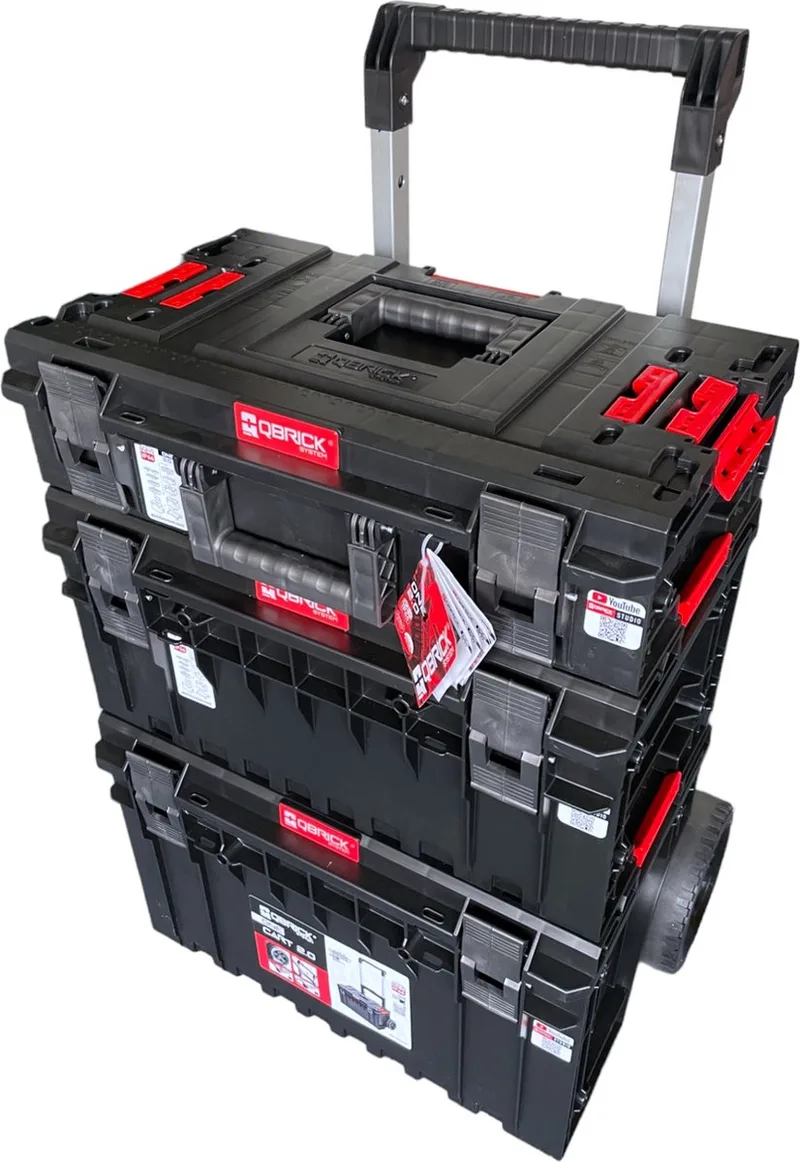 ONE 2.0 Vario Set nr. 1 Gereedschapswagen Set + ONE 200 2.0 Vario + ONE 350 2.0 Vario + ONE Cart 2.0 IP66 105,4 l 640 x 440 x 900 mm de Qbrick System, Rouge – image du produit