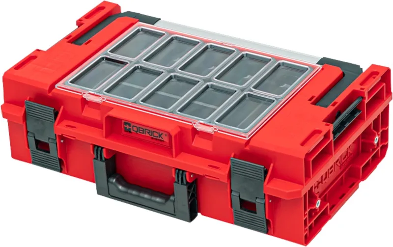 ONE 200 2.0 Expert RED ULTRA HD Custom gereedschapskist modulaire organizer 585 x 385 x 190 mm 15,4 l stapelbaar IP66 by Qbrick System, Red – product image