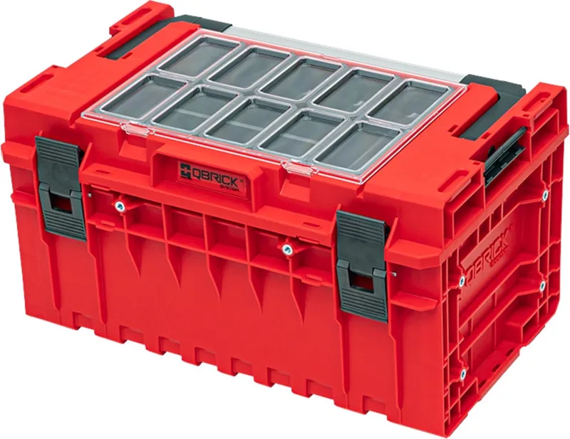 ONE 350 2.0 Expert RED ULTRA HD Custom gereedschapskist modulaire organizer 585 x 385 x 320 mm 38 l stapelbaar IP66 van Qbrick System, Rood – productafbeelding