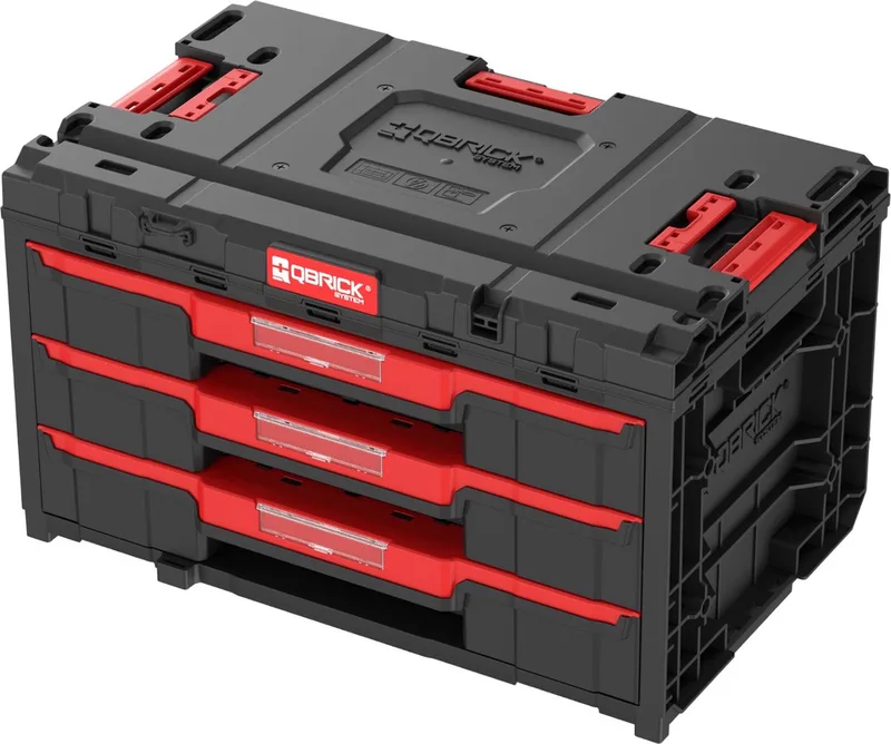 ONE Lade 3 Gereedschapskist 2.0 Gereedschapskist 587 x 380 x 340 mm 27 l met drie laden von Qbrick System, Schwarz – Produktbild