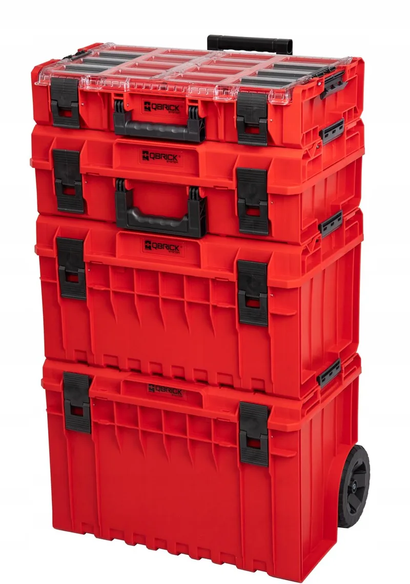 One Set Red Gereedschapskist met Wielen en Organizers by Qbrick System, Red – product image
