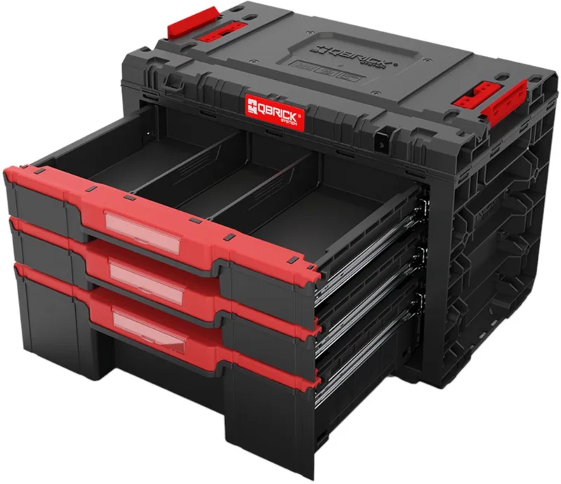PRIME Drawer 3 Toolbox Basic - Modulair Gereedschapskist met Lades de Qbrick System, Rouge – image du produit
