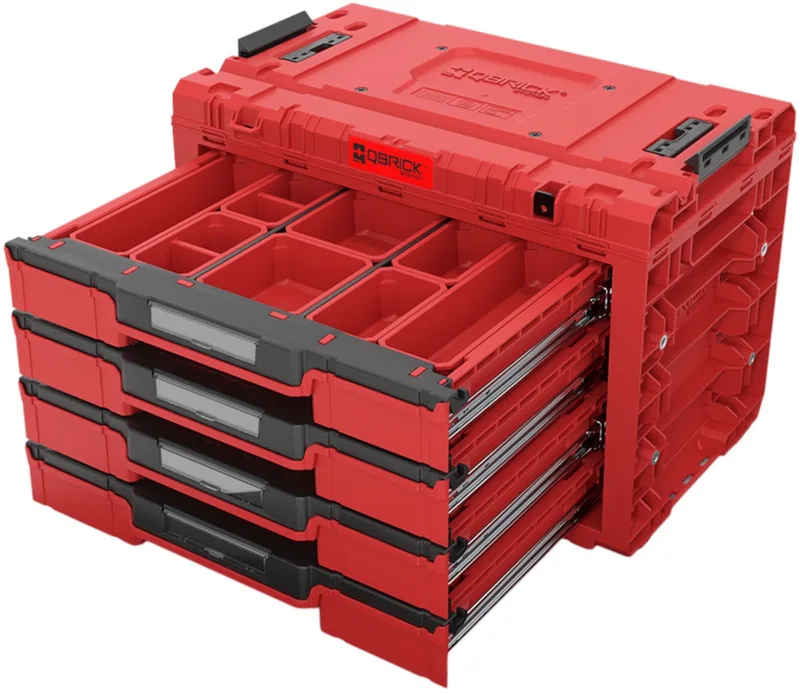 PRIME Drawer 4 Toolbox Expert Ultra HD Gereedschapskist fra Qbrick System, Rød – produktbillede