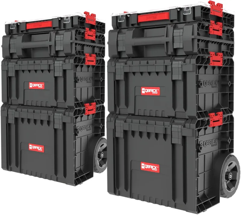 PRO Cart 2.0 met wielen - 2x kunststof gereedschapskist fra Qbrick System – produktbillede