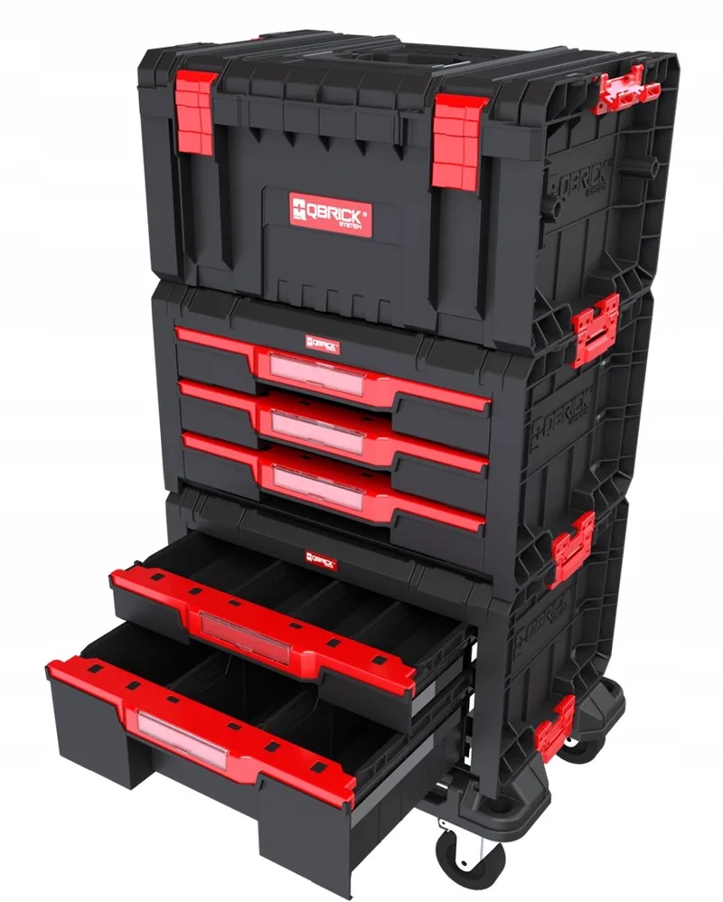 PRO Drawer Workshop Set 2.0 - Mobiele Gereedschapskist op Wielen by Qbrick System, Red – product image