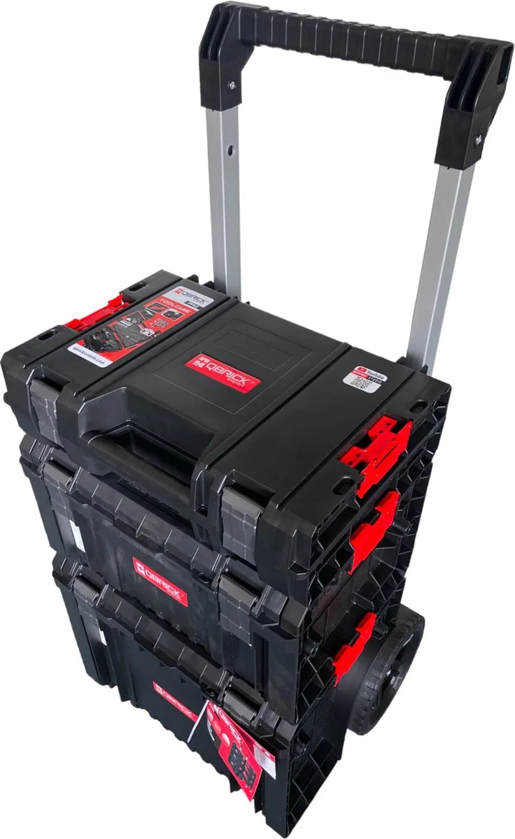 Systeem PRO Set 1 2.0 Plus Gereedschapswagen + PRO Gereedschapskoffer + PRO Gereedschapskoffer + PRO Kar 490 x 400 x 750 mm van Qbrick System, Zwart – productafbeelding