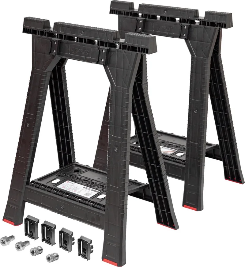werkbank set + Custom Connect 2 stuks 580 x 770 mm 350 kg by Qbrick System, Red – product image