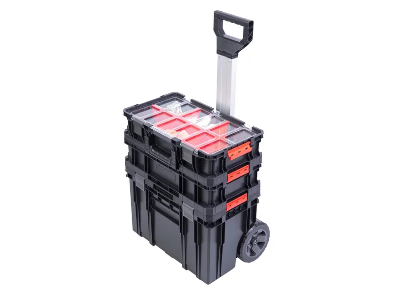 Werkzeugwagen-Set, System TWO Cart Plus Vario + TWO Organizer FLEX 100 Plus + QS TWO Box 100 FLEX by Qbrick System, Black – product image