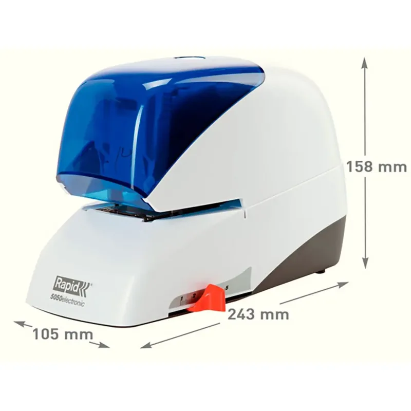 Elektro-Heftgerät Supreme 5050e, weiß/blau von Rapid – Produktbild 1 von 5