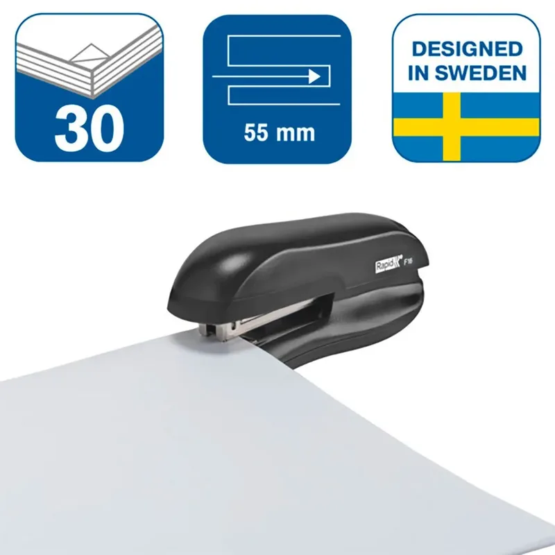 F16 - stapler - 20 sheets - metal ABS plastic thermoplastic elastomer (TPE) - black van Rapid – productafbeelding 1 van 4