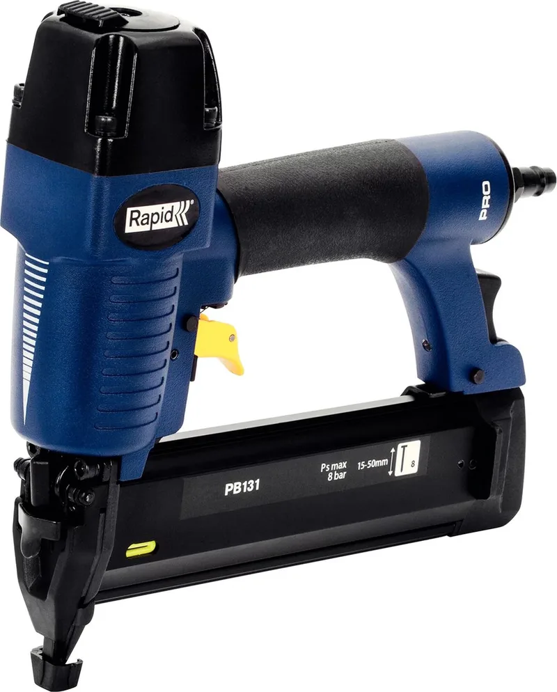 Professionele Pneumatische Tacker - Magnesium Behuizing - 360° Luchtuitlaat - Regelbare Inslagdiepte - Blauw/geel de Rapid – image du produit