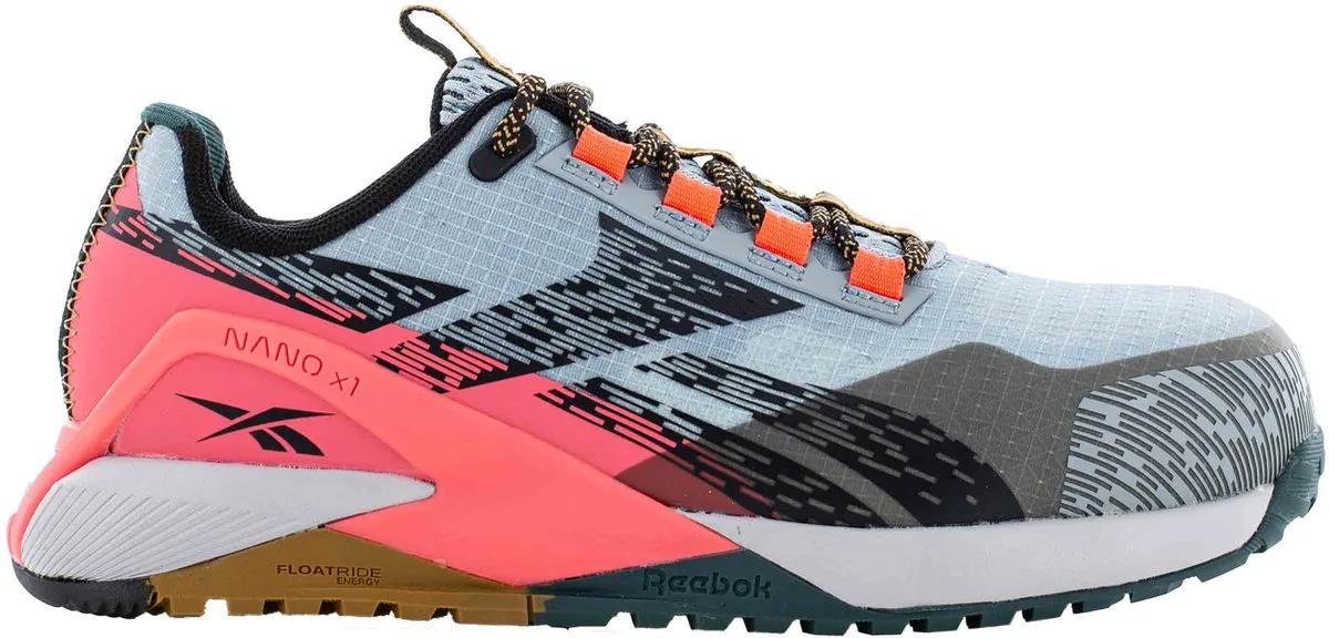 Reebok dames werkschoenen S1P Nano X1 laag van Reebok Work, Blauw-Roze – productafbeelding