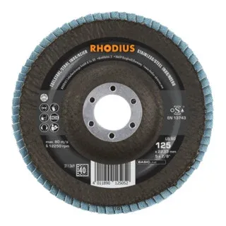 BASICline LS80 Fächerschleifscheibe 125 x 22,23 mm K40 von Rhodius – Produktbild