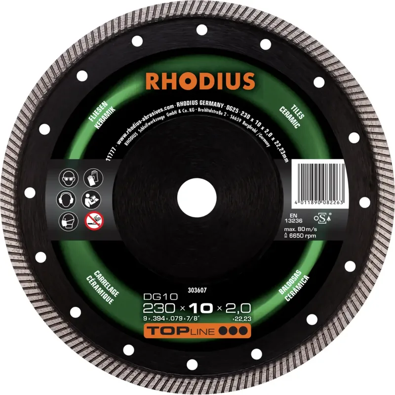 DG10 303607 Diamanttrennscheibe 1 St. Fliesen, Keramik fra Rhodius – produktbillede